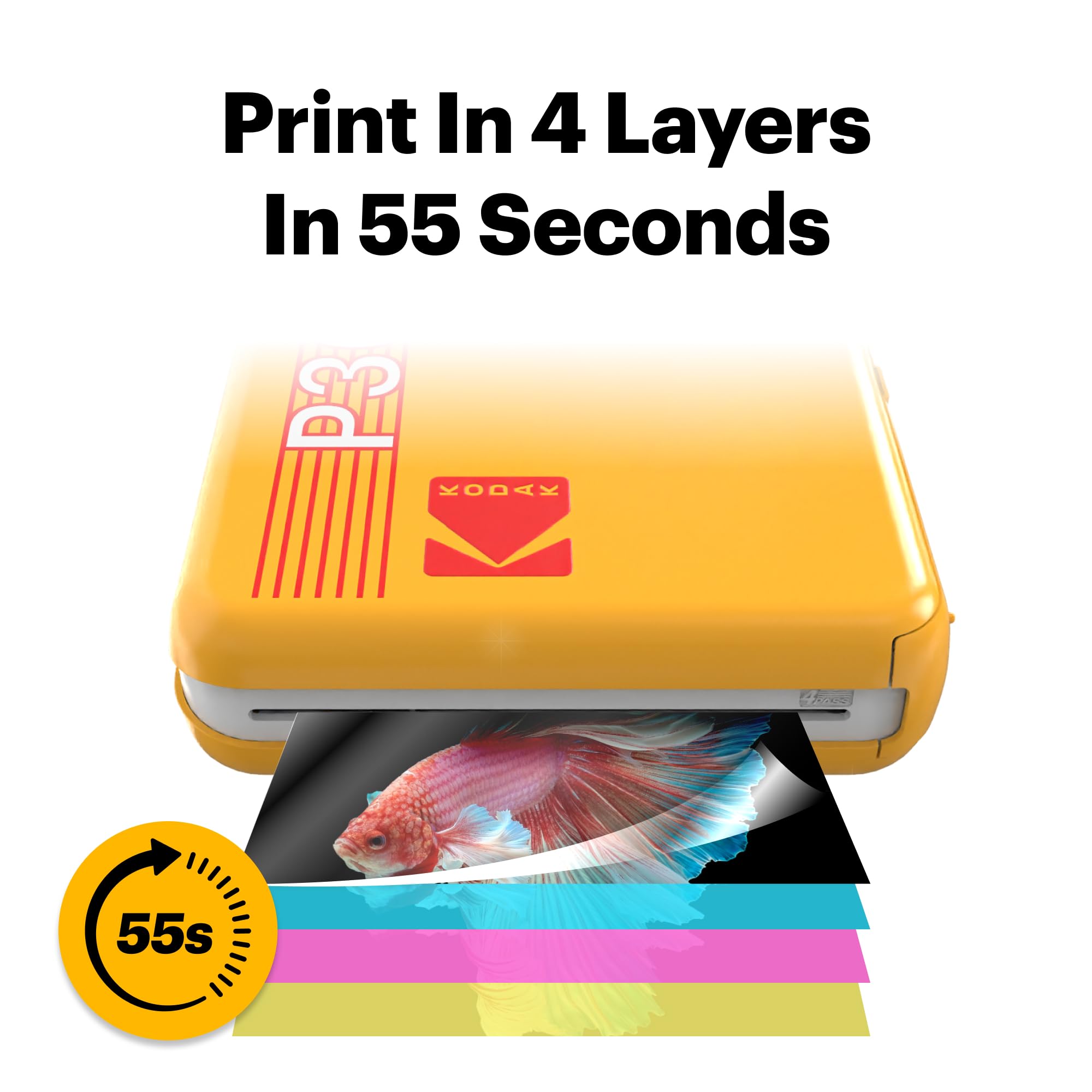 KODAK Mini 3 Retro 3x3'' Portable Photo Printer, Bluetooth